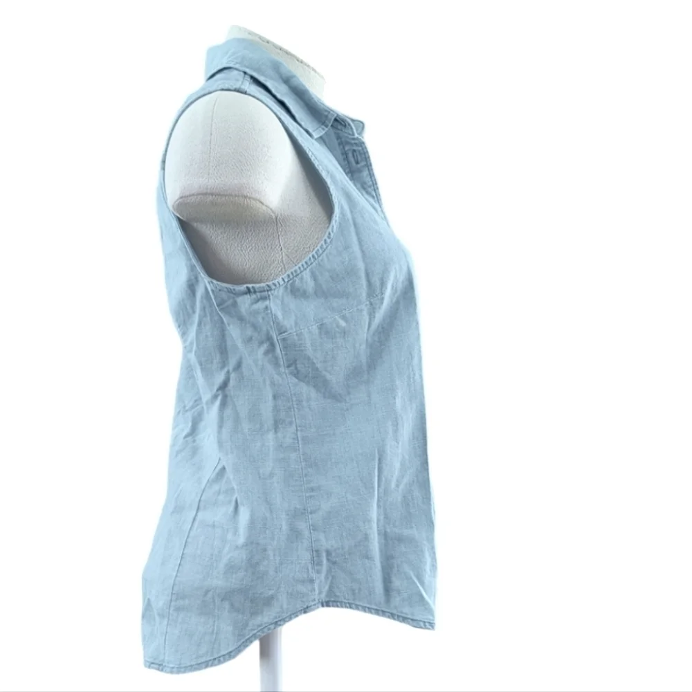 NWT J. Crew Chambray Button Up Sleeveless Blouse Size MP